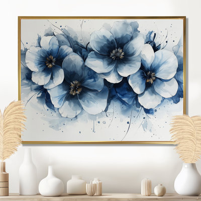 Turquoise en velours marguerites Flow I - marguerites, art mural pour le salon