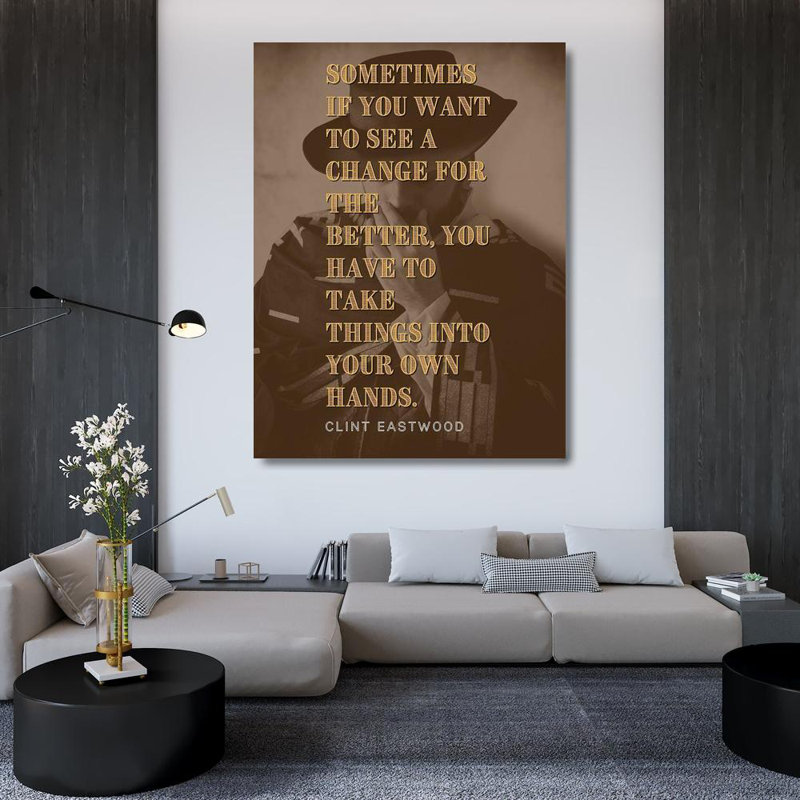 Art tendu sur toile tendue avec ArtyQuotes Art Gallery: Clint Eastwood, H 47 po x l 36 po