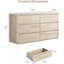 Commode moderne à 6 tiroirs sans poignée - Commode de rangement large en bois - Tiroirs de grande capacité - Idéale pour la chambre à coucher, le salon, le couloir ou l'entrée - Couleur grain de bois