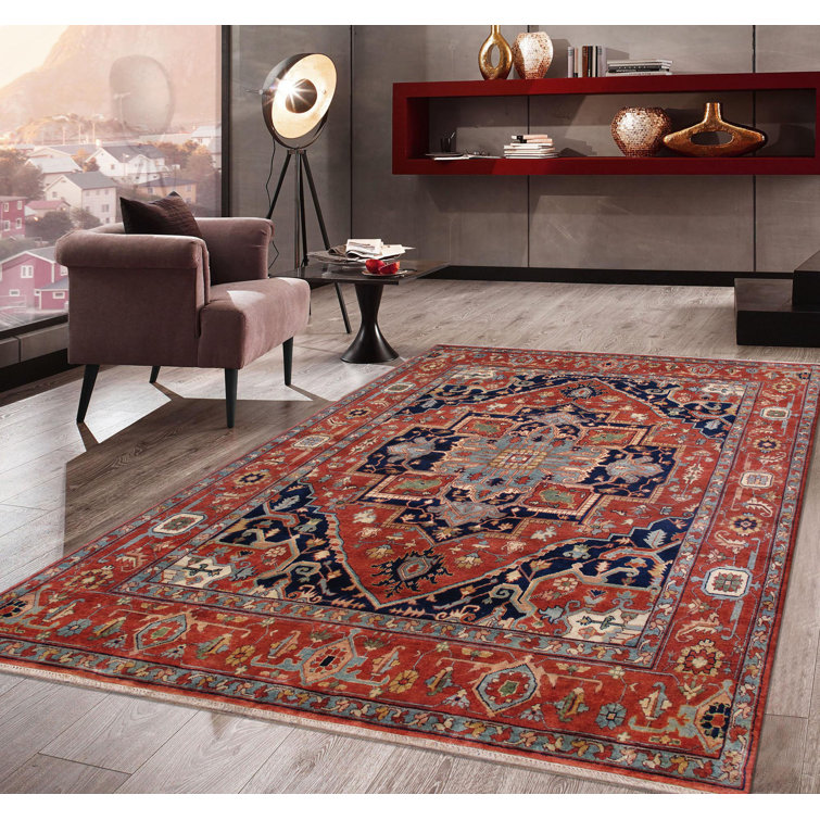 Tapis cuillère en laine noué à la main Serapi