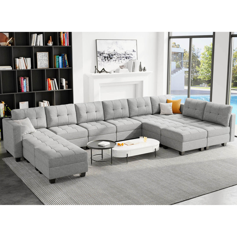 Ashbury Ivery 169.4'' Large U-Shaped Variable Sectional Couch Module Polyester Blend Sofa with Storage