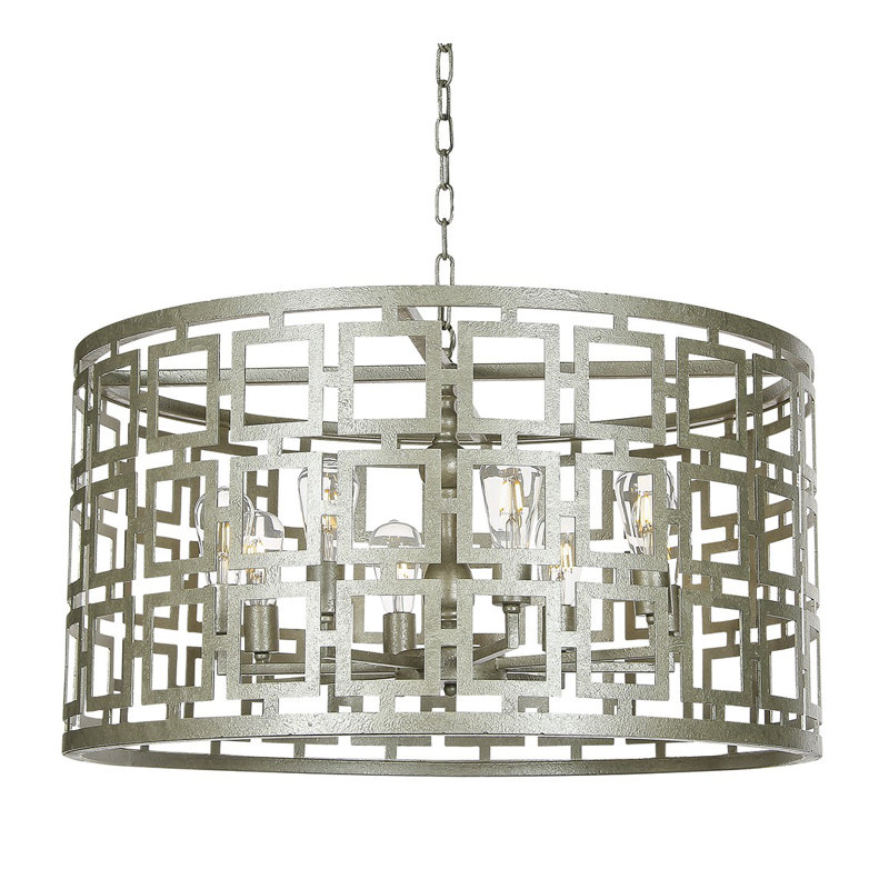 Lustre cylindrique unique à 8 lumières Fifth, Blanc huître