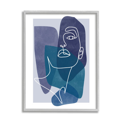 Modern Line Doodle Face Bold Abstract Shapes by Birch&Ink - Painting