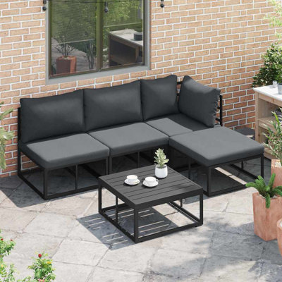 Vidaxl Garden Sofa Set With Cushion 5 Pcs Black Aluminium