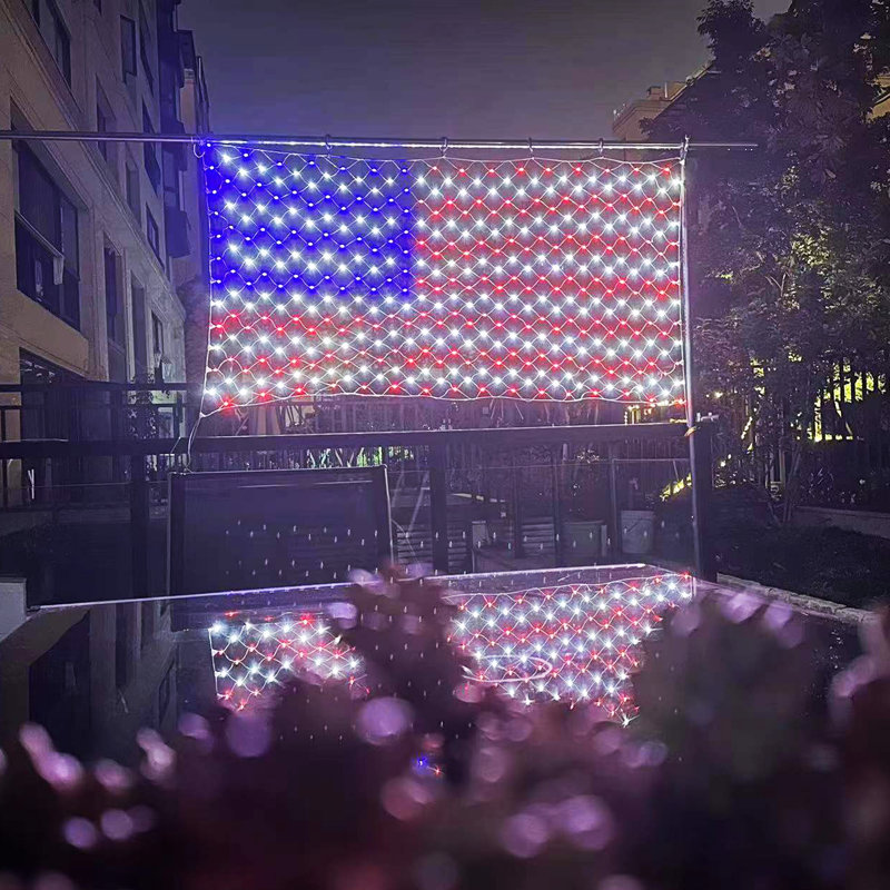 American Flag Net Lights - 384 LED String Lights, Led Flag Net Light
