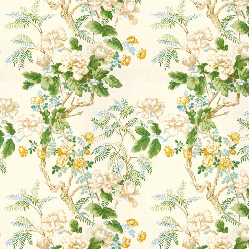Chinese Peony Fabric, Gold