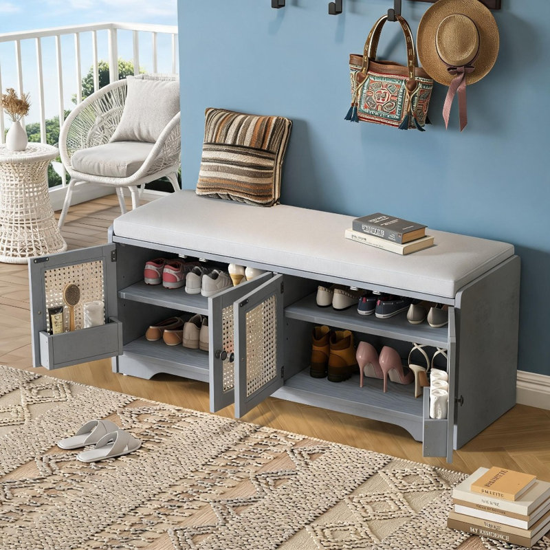 Banc à chaussures, Beige / gris délavé
