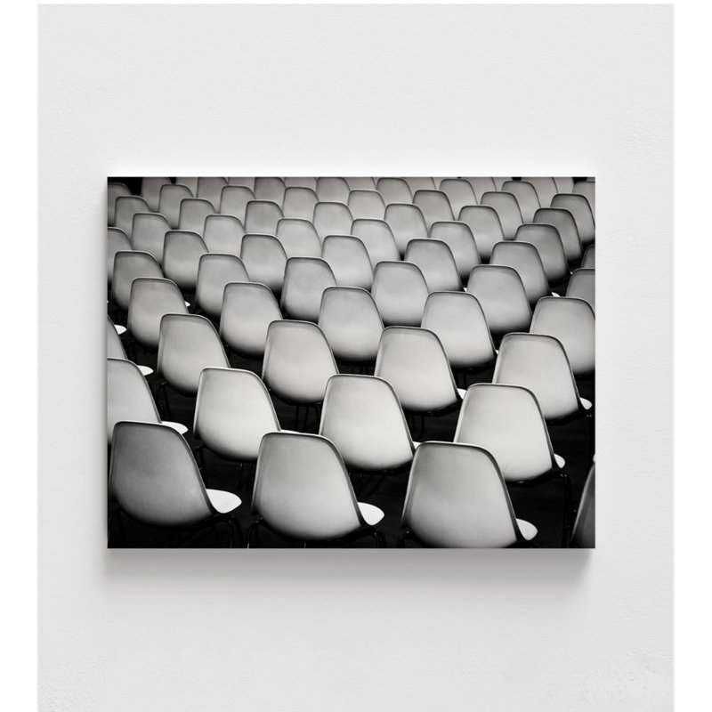 Sièges par Peter Pfeiffer, décoration murale bureau noir et blanc moderne, photographie Studio Art mural, salle d'attente impression photo Decor