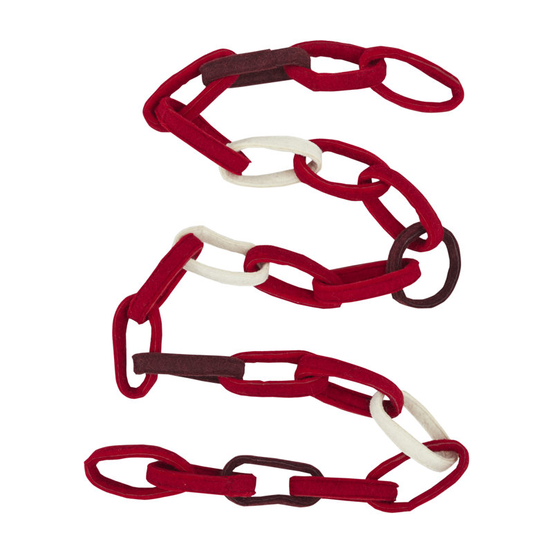 Hand Felted Wool Christmas Garland - Loop Chain - 6', Red