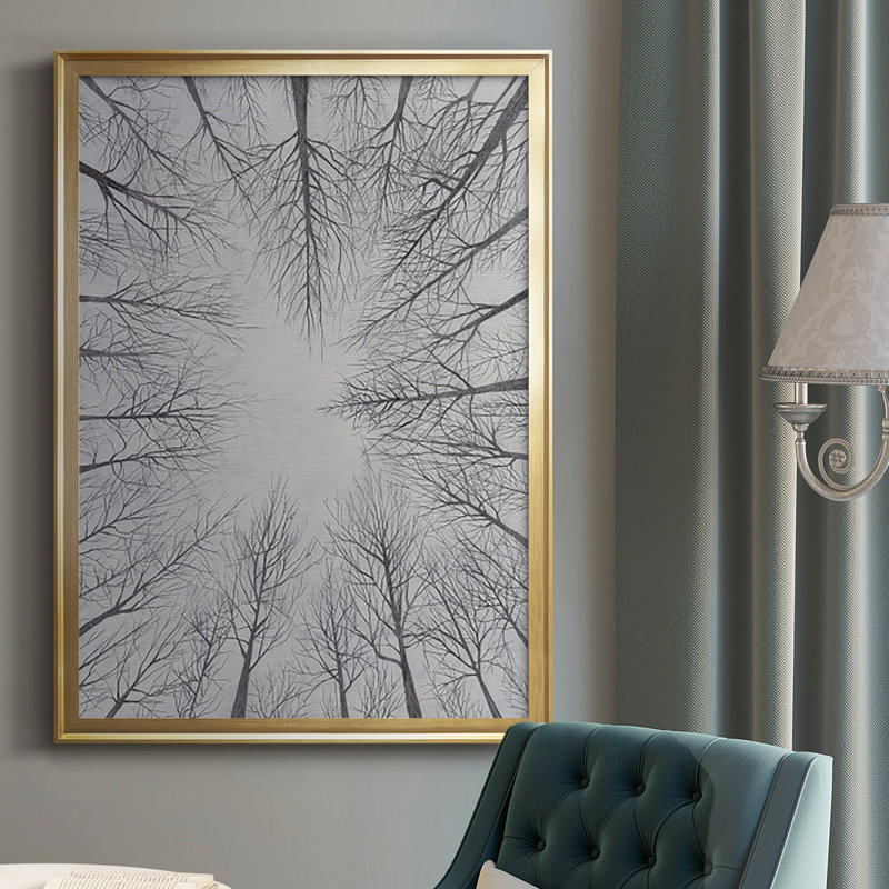 Toile à feuilles caduques I - reproduction de cadre photo simple, Or, H 24,5 po x l 18,5 po x P 1 po