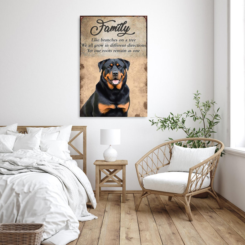 Rottweiler Family - 1 pièce, impression sur toile tendue, H 36 po x l 24 po x P 1,25 po