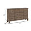 Commode Henry de 68 po de largeur, 10 tiroirs, poignées noires, brun moka rétro