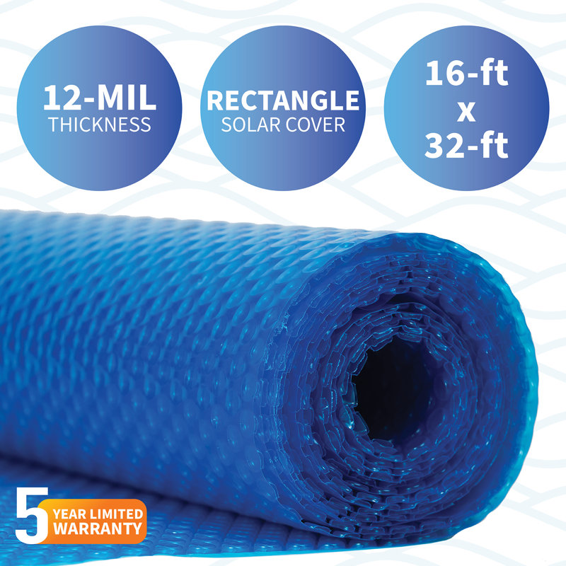 Solar Blanket for Rectangular In-Ground Pools - Blue, 16' x 32'