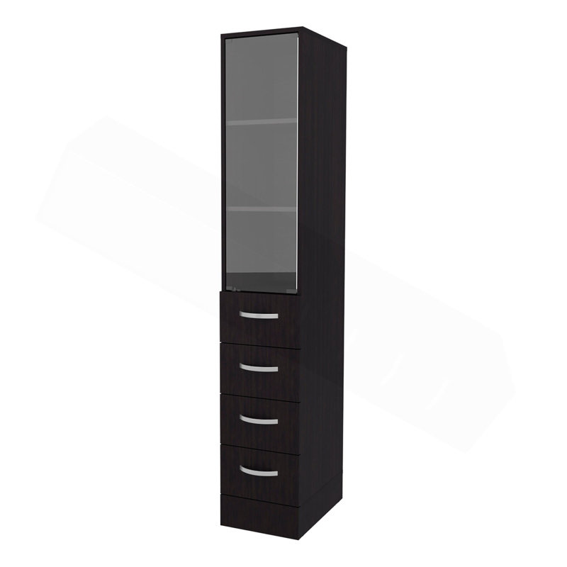 Armoire à linge à 4 tiroirs avec porte en verre Wengue