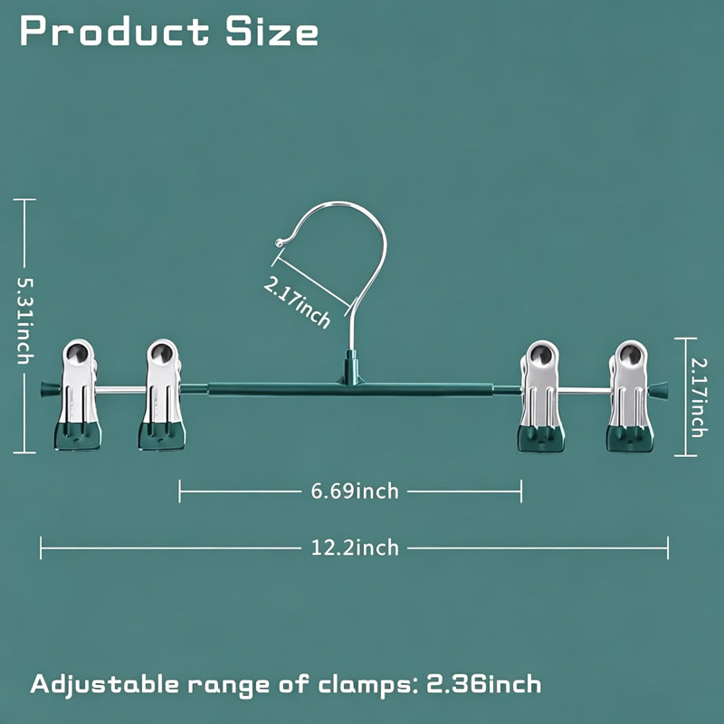 Cintres pour pantalons robustes avec pinces - Paquet de 10 cintres réglables antidérapants pour jupe et pantalons