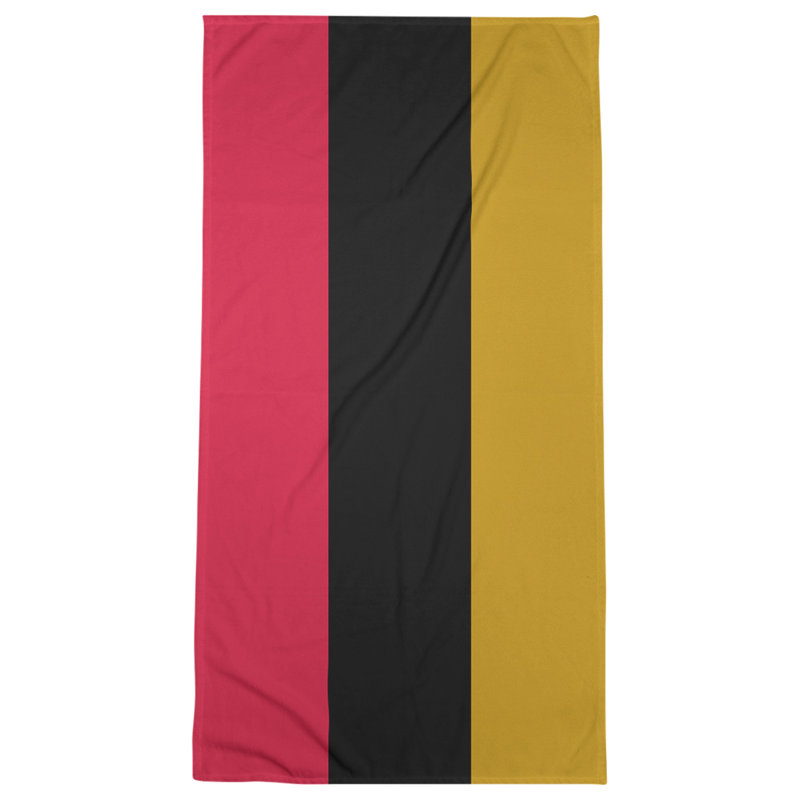 Cotton Blend Bath Towel, Microfiber, Red/Black/Gold