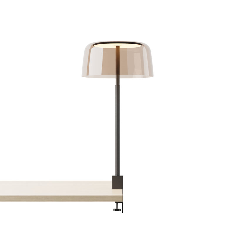 Yurei Co-Working Lamp Edge Clamp with 14" Matel Shade, Interior, Tan, Black