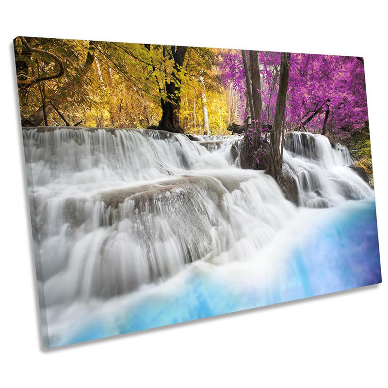 Forest Sunset Waterfall - Wrapped Canvas Print, 30.5cm H x 45.7cm W