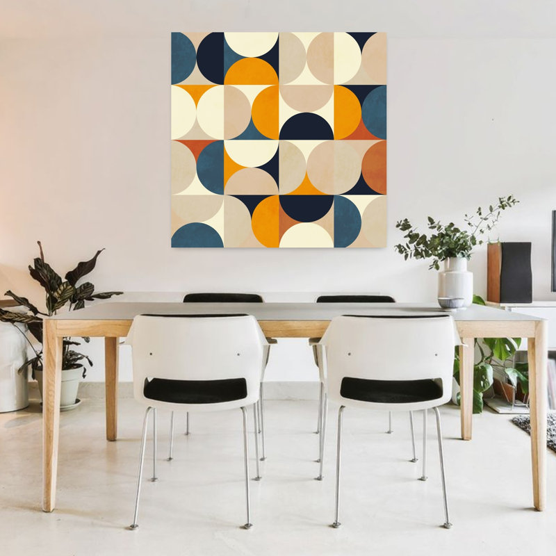 Art contemporain abstrait géométrique coloré, H 36 po x l 36 po