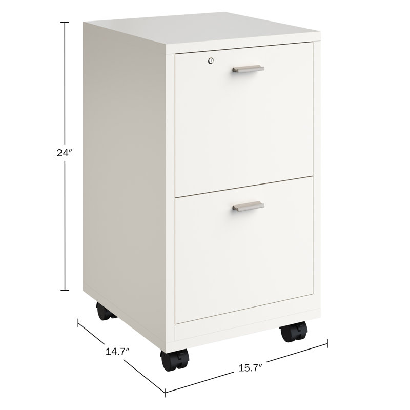 14.17'' Wide 2 -Drawer Mobile File Cabinet
