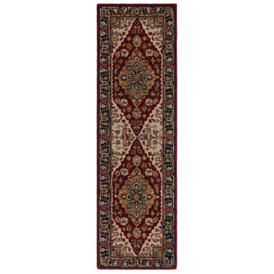 Montey Hand Tufted Wool Cotton Oriental Rug in Red/Ivory