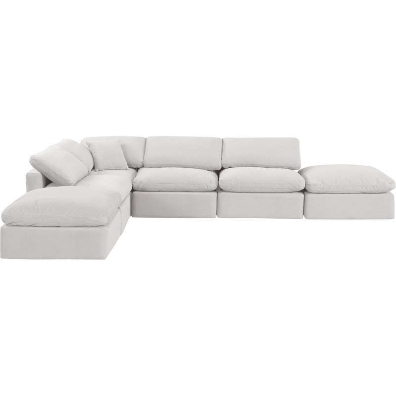 Itala Velvet L-Shaped Sectional Reversible, Cream Velvet