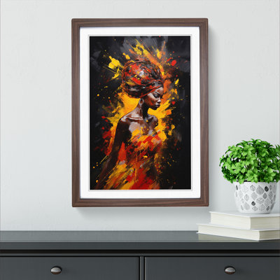 African Woman Action Painting - Framed Print