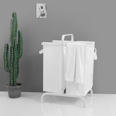 2 paniers à linge 110 L, panier en tissu blanc avec couvercle et cartes de tri pour les vêtements, couvercle de rangement solide 110 L, grande capacité