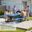 Ensemble repas en métal 96,0 po x 62,6 po x 29,2 po bleu - trou de parasol inclus