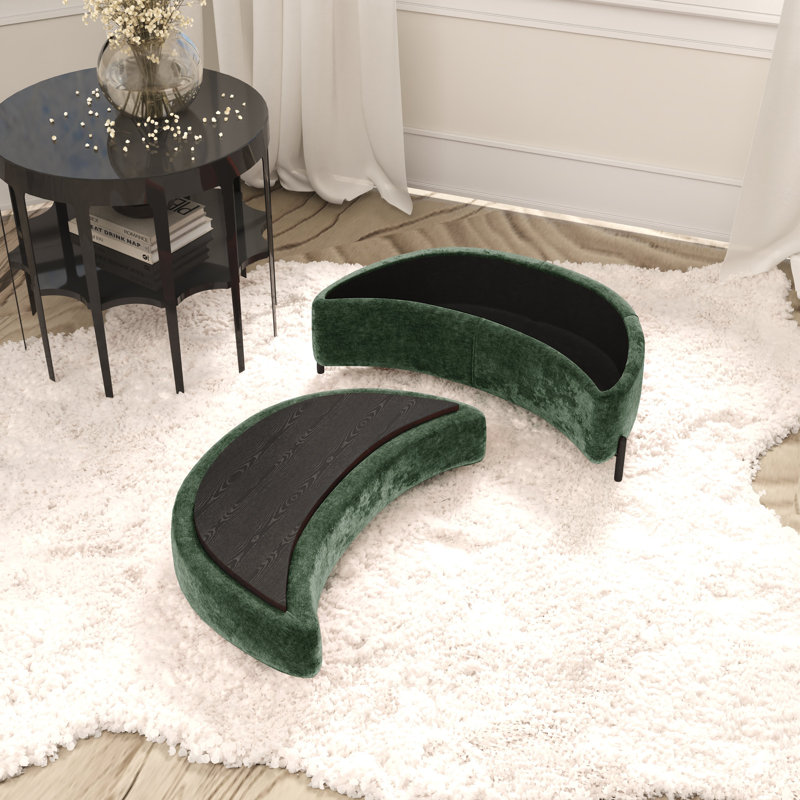 Chenille Storage Ottoman, Green