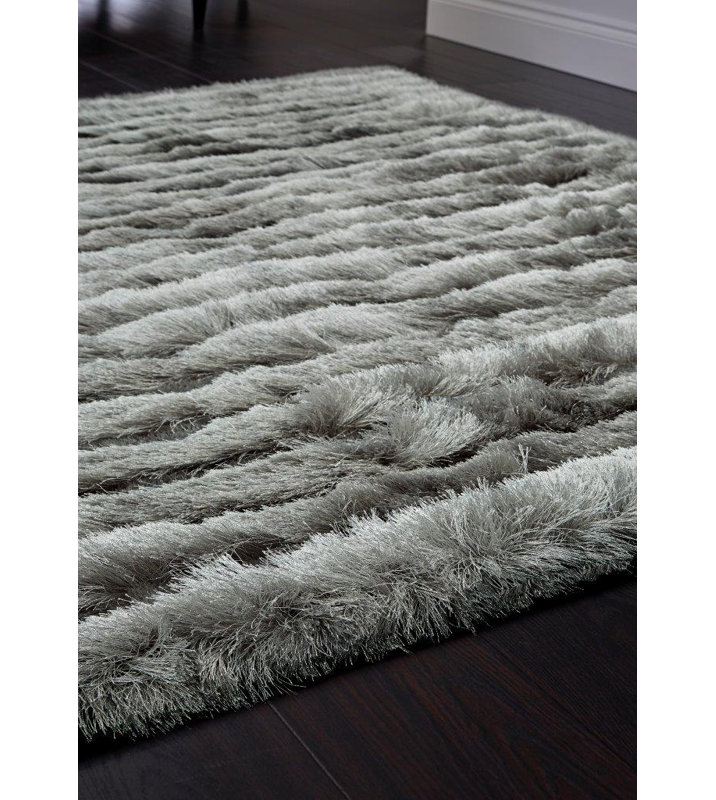 Jewell Machine Woven Silver Indoor Rug, Rectangle 80 x 150cm