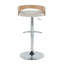 Ensemble de 3 tabourets de bar réglables et pivotants avec base chromée, détails en bois blanchi et revêtement en similicuir avoine