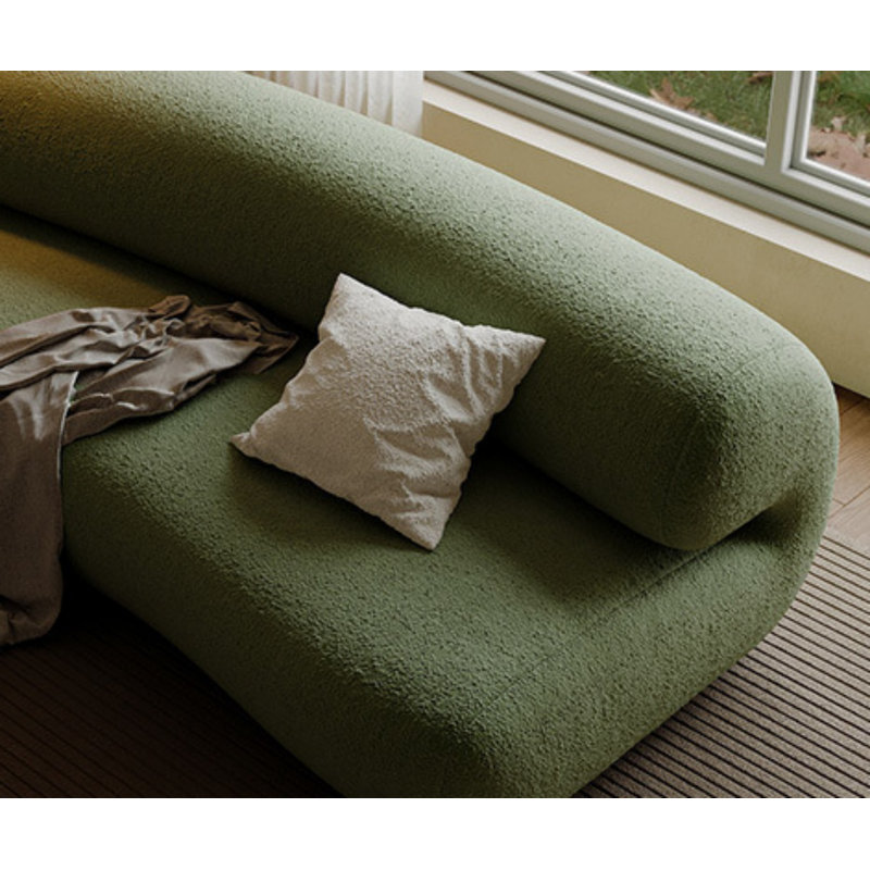 Canapé Retro Slouchy Curly, Olive, H 27,56 po x l 110,24 po x P 43,31 po, 3