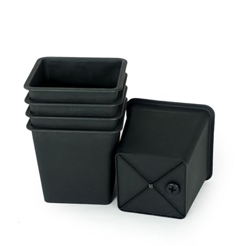 6.3" Square Nursery Plant Pot - Garden Plastic Pots with Drainage (5-Pack), 6.70" H x 7.90" W x 7.90" D