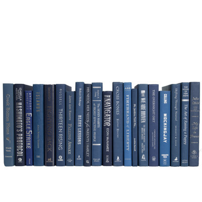 Livres décoratifs - Livres denim et argent - Livres bleus au pied