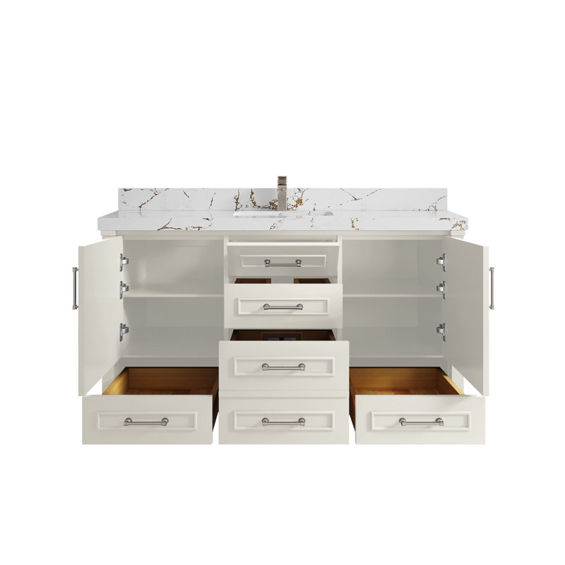 Meuble-lavabo simple 60 po avec comptoir en quartz Aberdeen