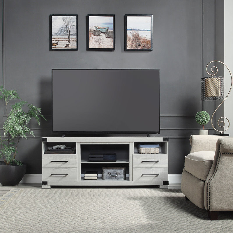 Meuble télé gris avec tiroir, Gris