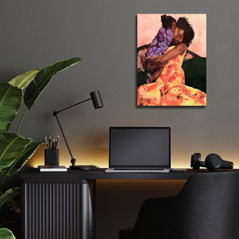 Art mural en verre épique «Her Force» par Alonzo Saunders, 12 po x 16 po