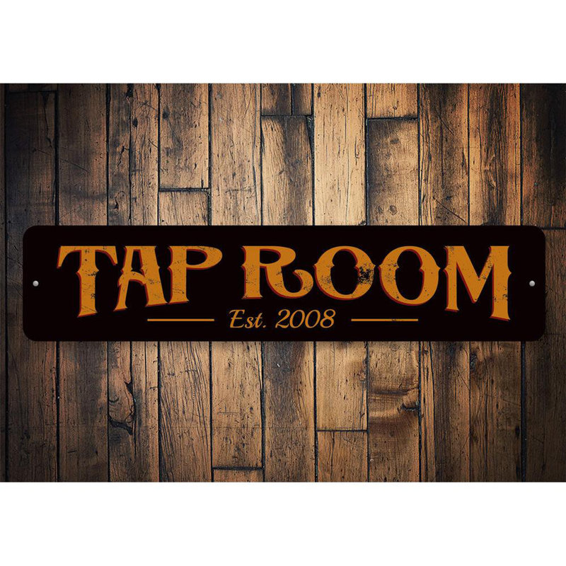 Enseigne en aluminium Tap Room, H 4 po x l 18 po x P 0,04 po