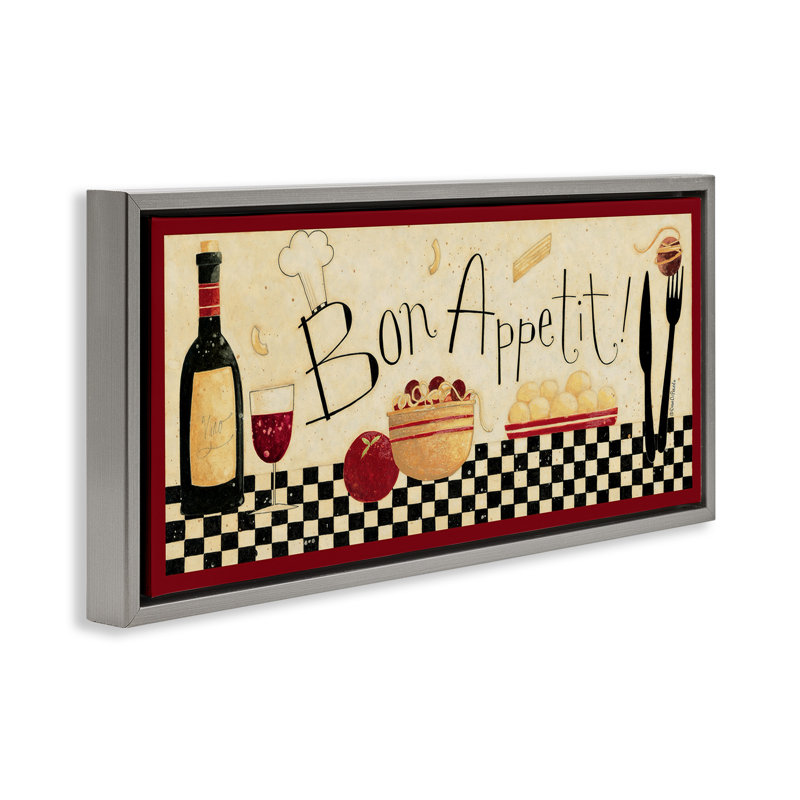 Art mural encadré «Bon Appetit Traditional Kitchen» par Dan Dipaolo kwp-939, Cadre flottant gris lustré, H 14 po x l 31 po