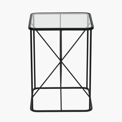 Butoves Glass Top Frame End Table