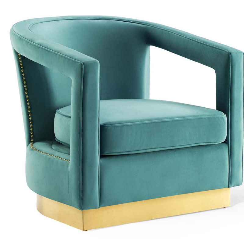 Contemporary Mint Velvet Accent Chair with Sleek Design