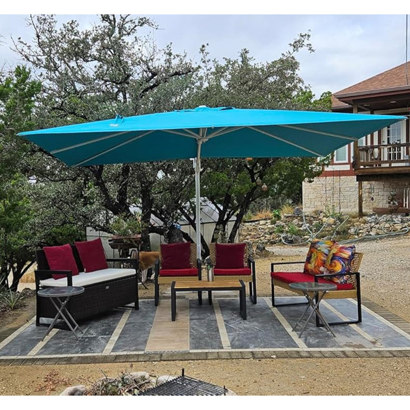 Parasol carré en porte-à-faux excentré carré blanc 108 po x 132 po PURPLE LEAF, Bleu