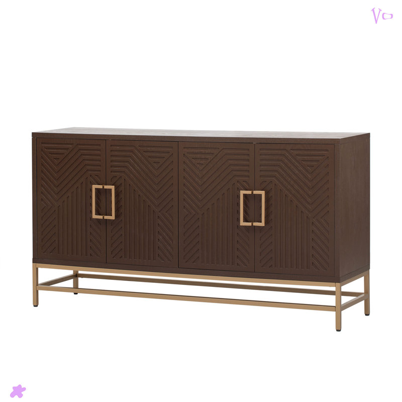 Retro Style Sideboard With Adjustable Shelves For  Kitchen, Living Room, Espresso