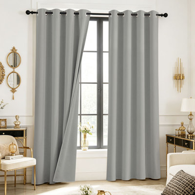 Rideaux 100% occultant avec œillets, 2 panneaux, rideaux en tissu à double revêtement 200 g / m², rideau de fenêtre épais et lisse, rideau d'intimité à isolation thermique solide et minimaliste, plusieurs tailles et couleurs disponibles pour le salon de la chambre à coucher