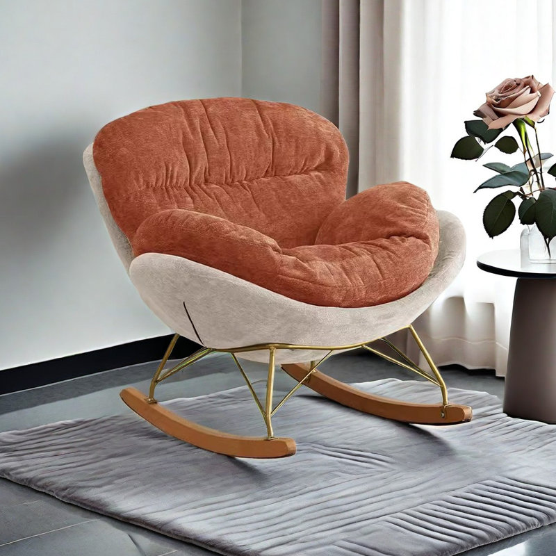 Chaise berçante Nordic Light Luxury Art, Blanc / orange