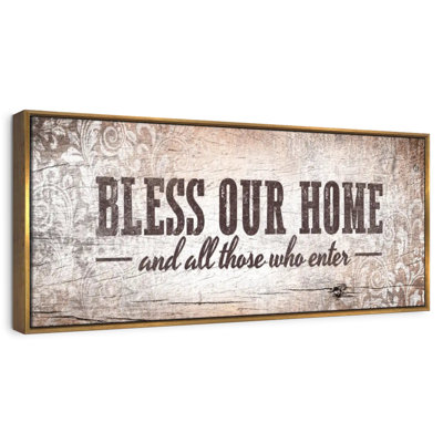 Bless Our Home Typography Wall Sign