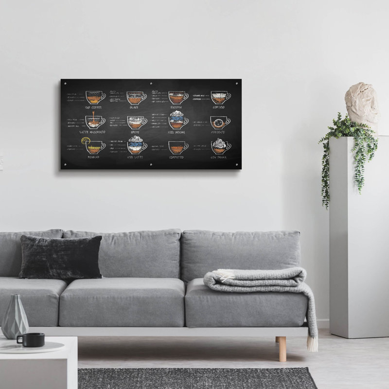 «Coffee Recipes» par Epic Portfolio, art mural en verre acrylique, H 24 po x l 48 po x P 0,2 po