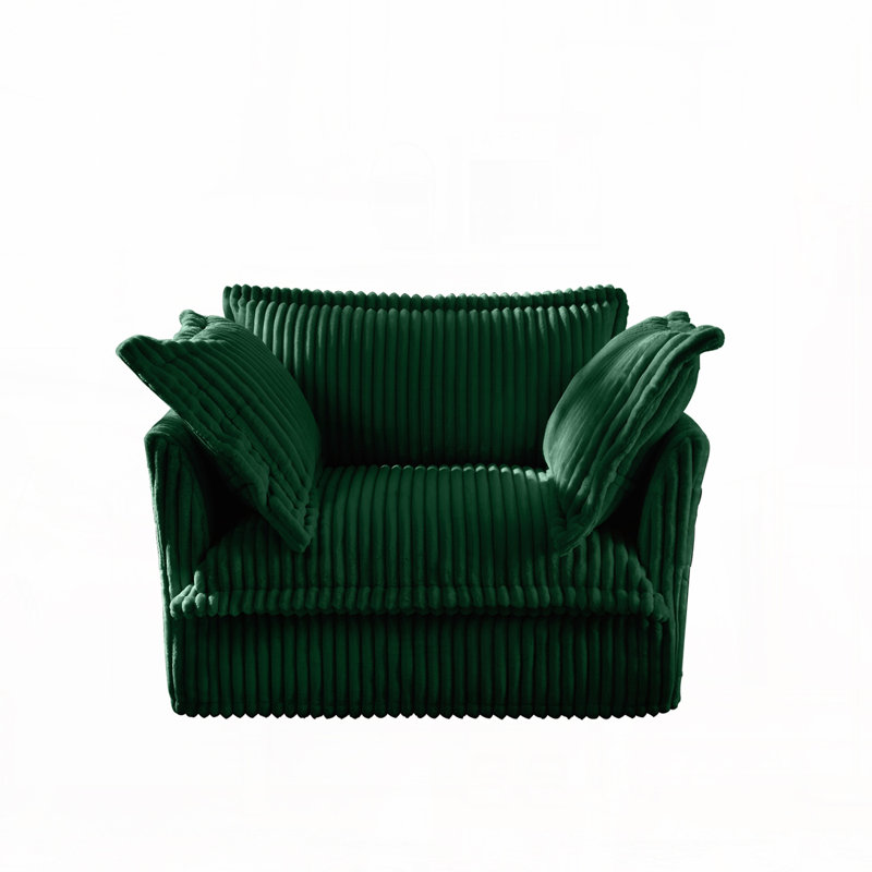 Fauteuil en velours côtelé, Velours côtelé vert