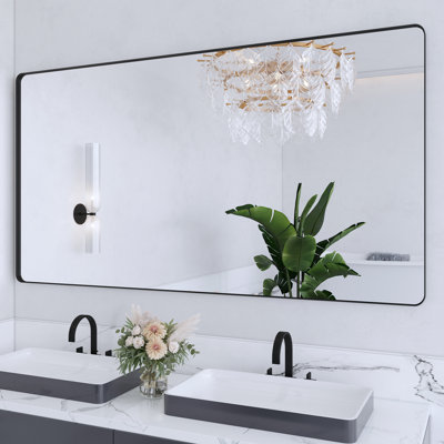 Lesamuel Filleted Corner Wall Mounted Bathroom and Vanity Mirror With Aluminum Frame